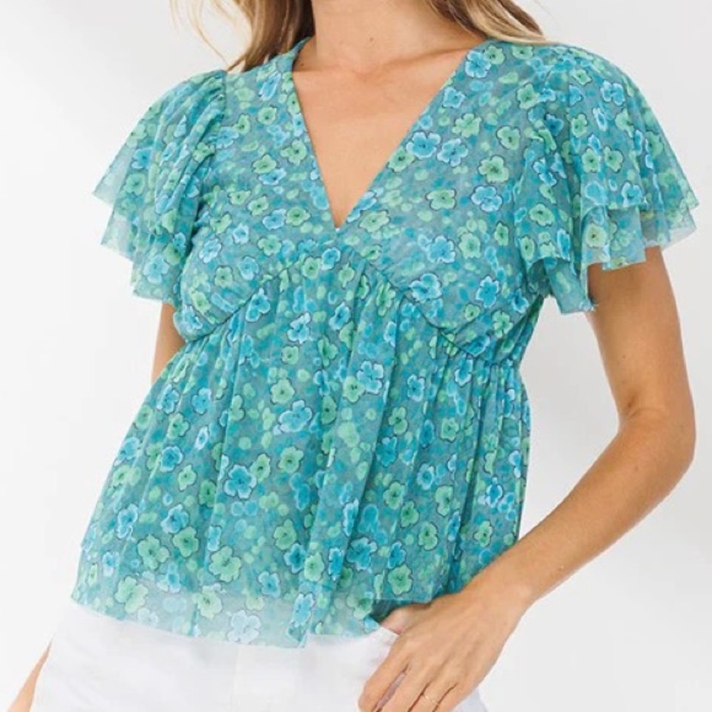 Womens Sheer Floral Top